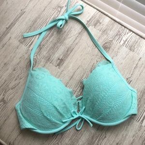 Victoria's Secret Swim - Sea foam lace halter ruffle bikini top swim Victoria's Secret Swim - Sea foam lace halter ruffle bikini top swim